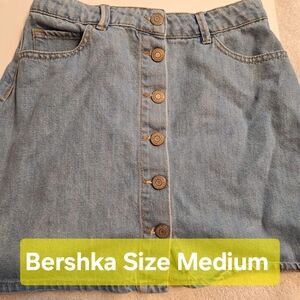 Bershka Denim Mini Skirt Front Buttons Size MEDIUM